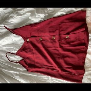 Button down v neck spaghetti strap tank